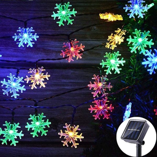 Solcelle-lysstreng Udendørs Vandafvisende 6,5m 30leds Snefnug