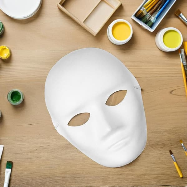 5 stk DIY blanke malbare masker for hvite maskeradehåndverksmasker