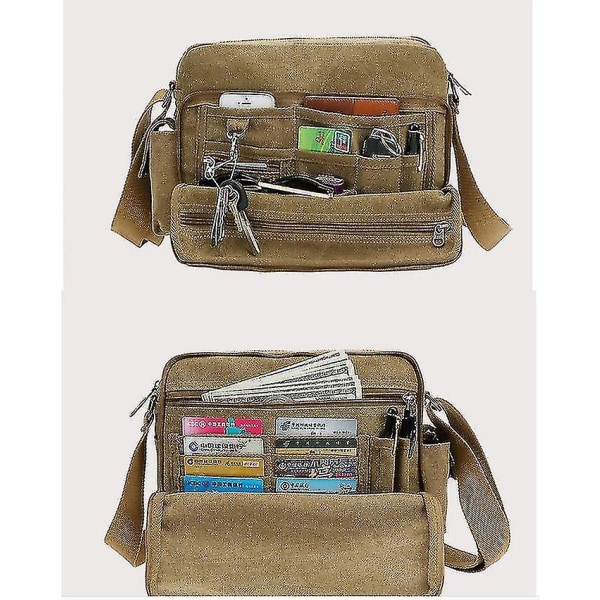 Monitoiminen Canvas Olkalaukku Miesten Laukku Crossbody Käsilaukku Vintage Messenger Bag