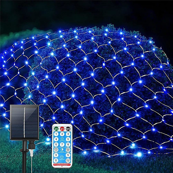 Nätformade Julbelysning Solcellsdrivna 8 Ljuslägen 3x2m 200 LED-lampor