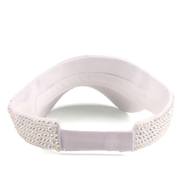 Blank Solskjerm med Blanke Rhinestones, Justerbar Caps (hvit)