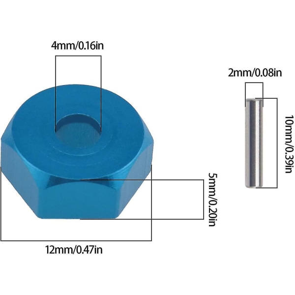 Bilhjul Hexagon Drive Nav Adaptrar Blå 12mm Aluminium Legering Hex Muttrar