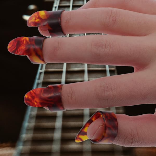 Gitarrfingerplektrumset Plasttumplektrum för akustisk gitarr fingerstyle och basspel