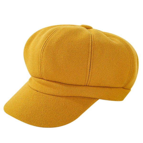 Ensfarget Ull Newsboy Caps Oktagonal 8-Panel Hatt Kvinner Høst Vinter
