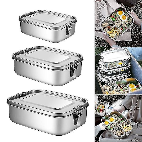 Lunsjboks i rustfritt stål 1400ml, matbeholder for snacks