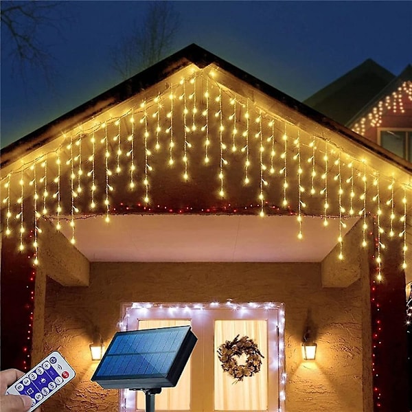 LED Isoplyslys 3m 256 LED Feelysslyng Lys Utendørs Solcelle