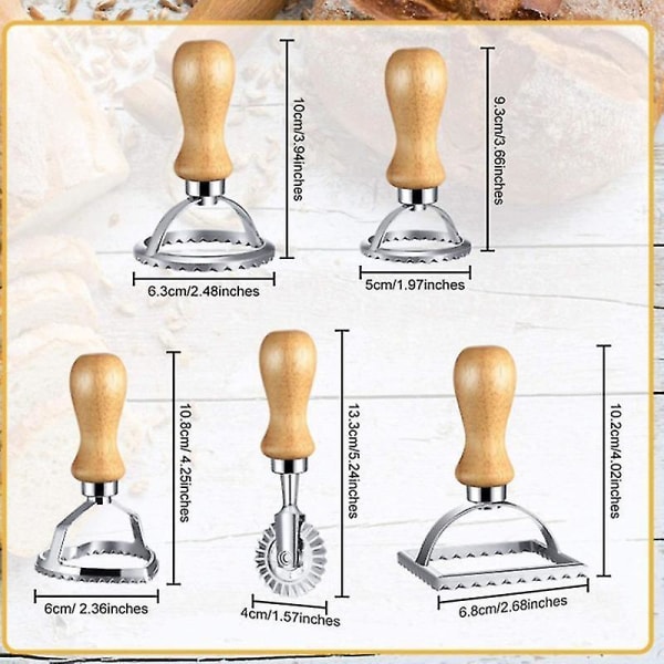 5-pack Ravioli-stämpelset - Dumplingformar & Degpress