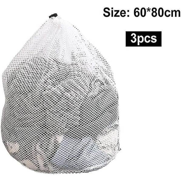 Mesh Vaskerompose 3-pakke Stor Vaskemaskin Hvit Pose