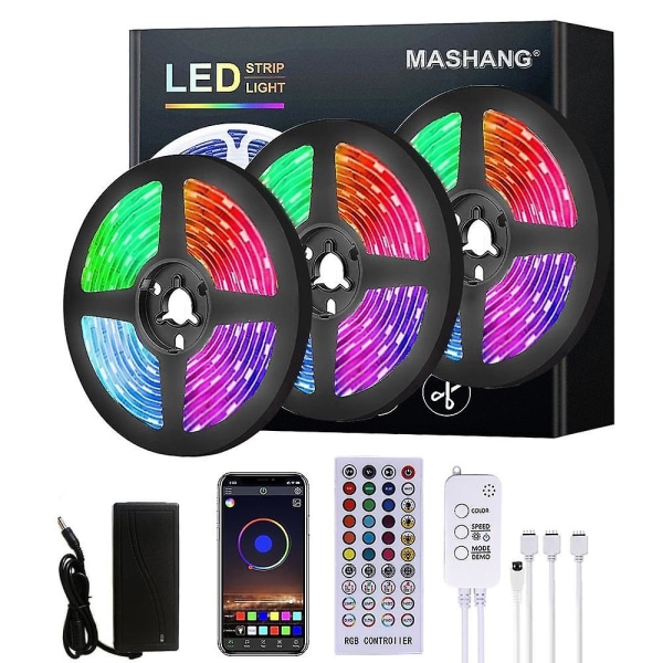 20m LED Smart Strip Lights TV Bakgrundsbelysning RGB Bluetooth Musiksynkronisering
