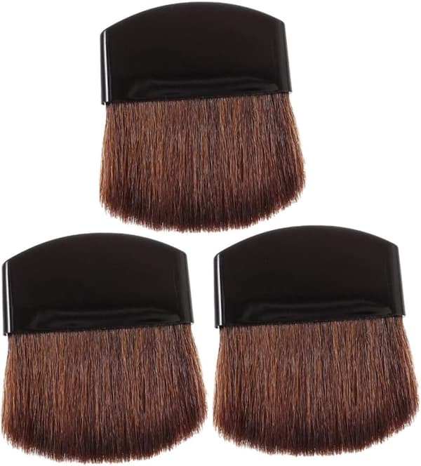 3 stk. Mini Halvrunde Flade Pudder Blush Børster, Lille Bærbart Makeupbørstesæt