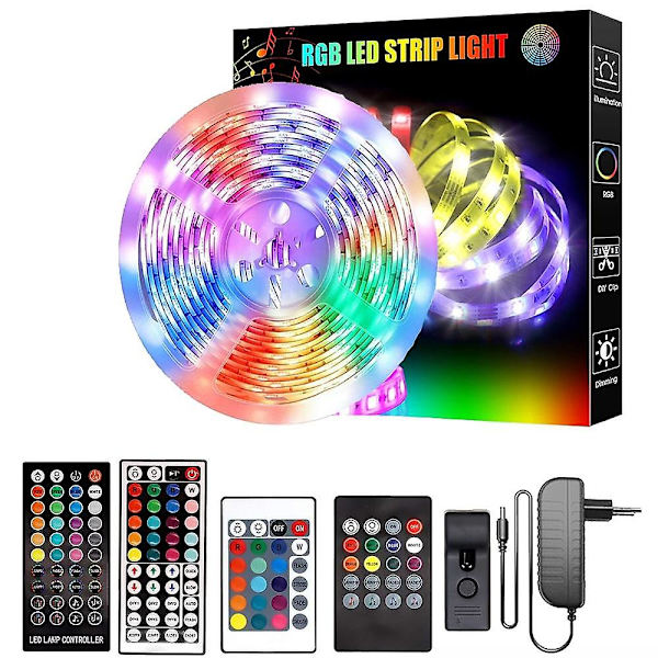 LED Smart Strip Lights 10m 20m 30m RGB Musikk Synkronisering