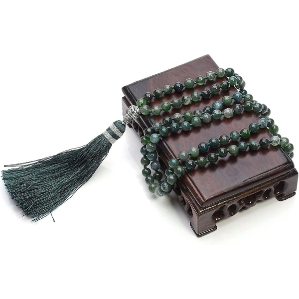 6mm Rhodochrosite/mossa Agate 108 Prayer Beads Mala