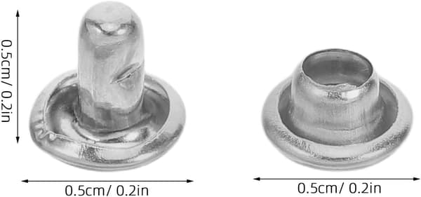100 stk. sølv runde dobbeltkappede nitter, kobbermateriale 5x5mm, metalsnapnitteknapsæt