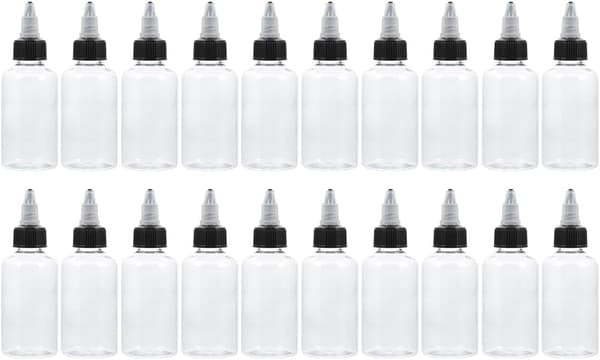 20 st pigmentflaskor tätningsflaskor 50 ml PET-material justerbart flöde fungerar