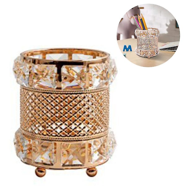 Krystal Kosmetik Display Organizer, Makeup Penselholder Og Smykker Gold