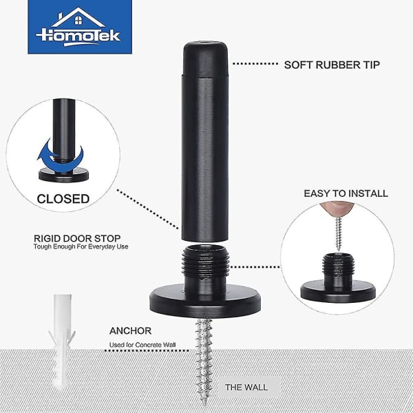 2-pack dörrstoppar, borstat rostfritt stål 3 tums kraftiga solida dörrstoppare present