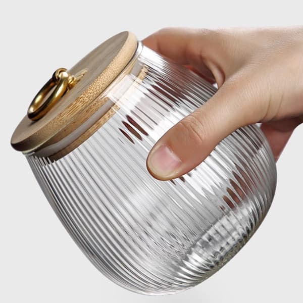 Förvaringsburk Förseglad Glas Te Förvaringsburk 950ml Bambu och Glas Material