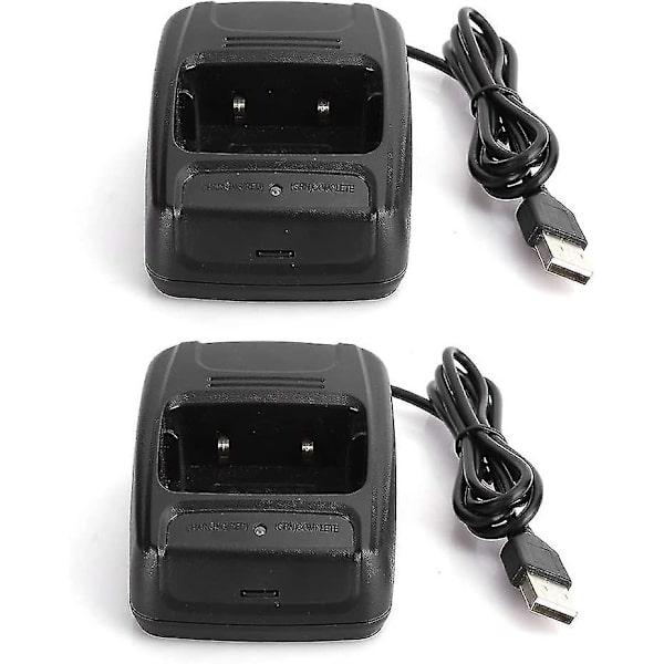 Bil USB Batterilader til Walkie Talkie Sort 2 stk