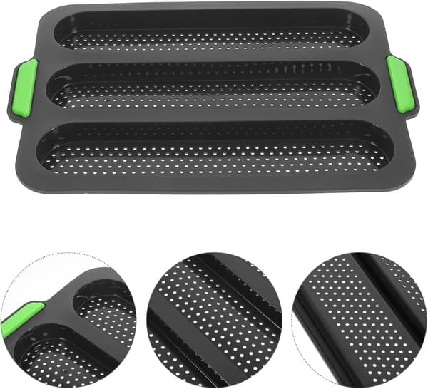 Silikone Fransk Brødform med 3 Rum til Brødbagning Robust Non-Stick Silikone Brødform