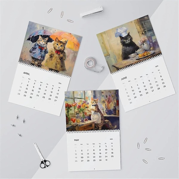 2024 Kalender, rolig väggkalender, söta kalendrar kontor hem djur 11 x 8,5 tum