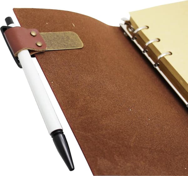 Retro Stil Rejse Notesbog Læder Pen Holder Blyant Loop Rustfrit Stål Clip 3stk Kobber