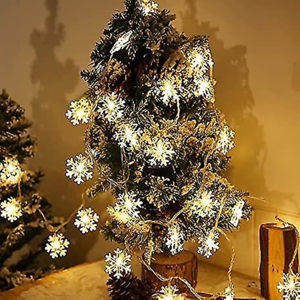 2 pakke julelys Snowflake 20ft 40 LED batteridrevet