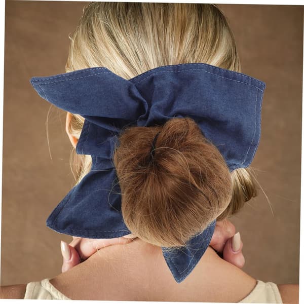 2 st blå fyrkantig sjal hårband elastisk scrunchie hästsvanshållare för kvinnors hårbulle