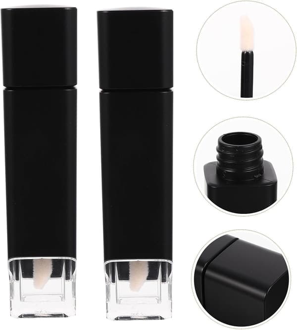 Plastikk Lipgloss-tuber 4 stk. påfyllbare tomme beholdere 5G lokk for kvinner DIY
