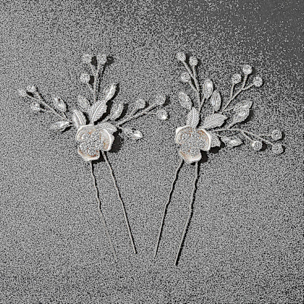 2 stk. Bryllupshårnåle Brud Rhinestone Bryllupshårtilbehør Hårstykker