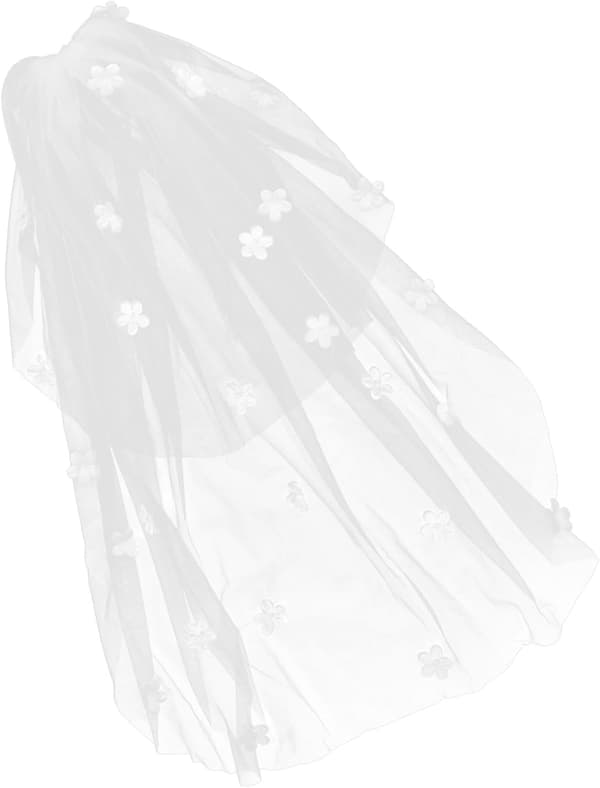 Brudeperleblomsterslør Elegant langt bryllupsslør med delikat blomsterdesign Alsidig styling