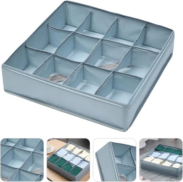 Strumpor Förvaringsbehållare 12 Fack Vikbar Polyester Lättvikts Multifunktionell Organizer