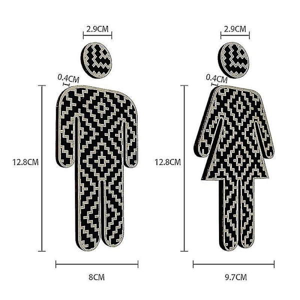 2 kpl Puu WC-kyltit Unisex Itseliimautuva Varoitusmerkki Miehet Naiset Logo Kylpyhuone