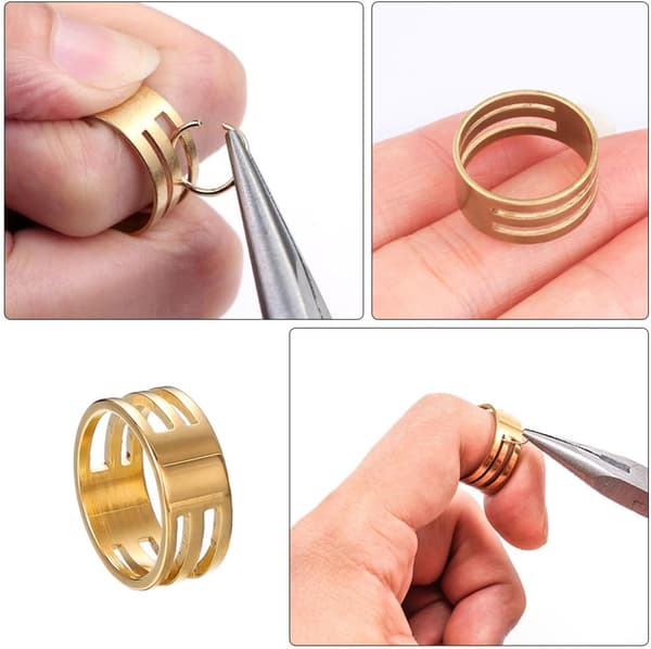 4 stk. værktøjssæt til åbning af springringe i rustfrit stål 18 mm gul ringforbinder