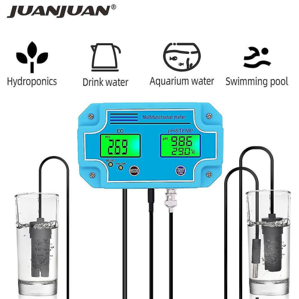 Ph Tds Meter Ec Orp Temp Vandkvalitetsdetektor