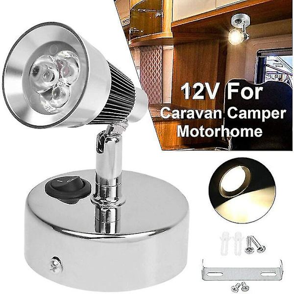 12V LED Leselys med bryter for bobil, campingvogn, båt - Varmt lys