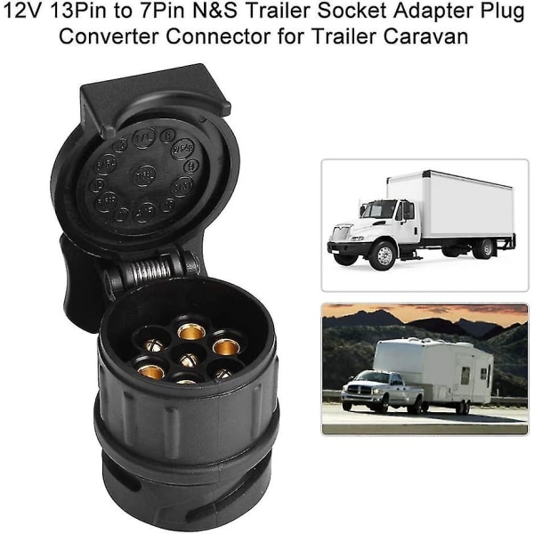 Trailer Plug Converter, 12v 13pin till 7pin Ns Trailer Socket Adapter Plug Converter Connector