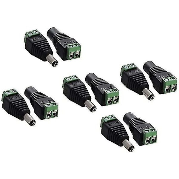 5 Paria DC-liitäntää 5,5 mm x 2,1 mm 12 V Uros- ja Naarasliitin