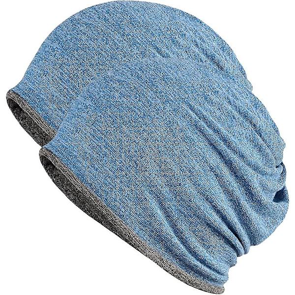 Hatt for menn og kvinner i bomull, avslappet beanie, myk og lett løpehatt, kort hatt for voksne, kjemisk hatt, avslappet hatt Blue*blue