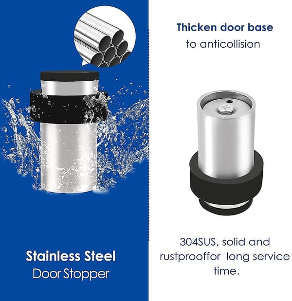Dørstopper i rustfrit stål, gulvmonteret, cylindrisk
