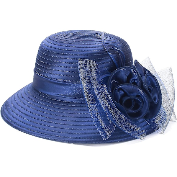 Lawliet Ladies Womens Satin Dress Church Wedding Occasion Wide Brim Feather Sun Formal Royal Ascot Hat