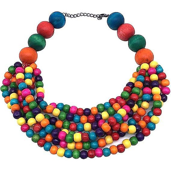 Flerfärgad pärlsträngad halsband med lager