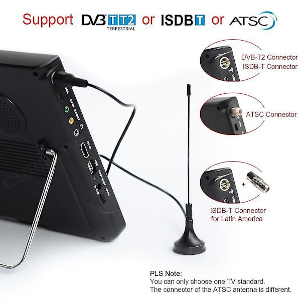 Leadstar D12 Tuuman HD Kannettava Televisio DVB-T2 ATSC ISDB-T TDT Auton Televisio