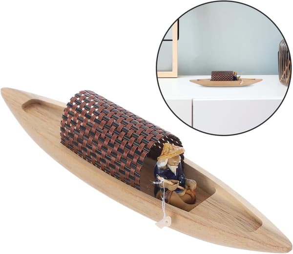 Trä Mini Fiskebåt Modell Set, Nautisk Havslandskapsprydnad