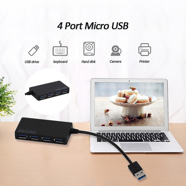 4-ports USB 3.0 Hub 5 Gbps Bærbar Kompakt PC Bærbar Datamaskin