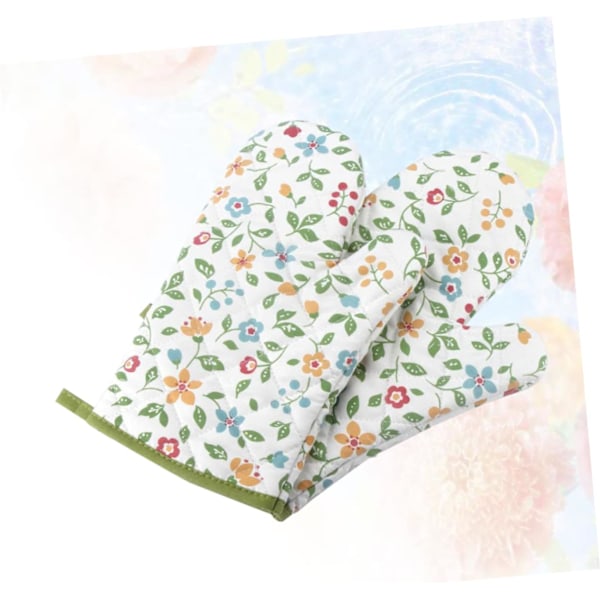 1 par ovnhandsker med blomsterdesign, bagehandsker, varmebeskyttelse