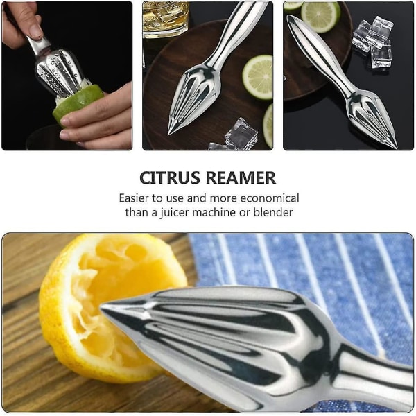 Manuell Citronpress i Rostfritt Stål, Handpressad Citronpress, Metallfruktpress, Saftpress för Citrus, Apelsin, Citron (Silver 1st)