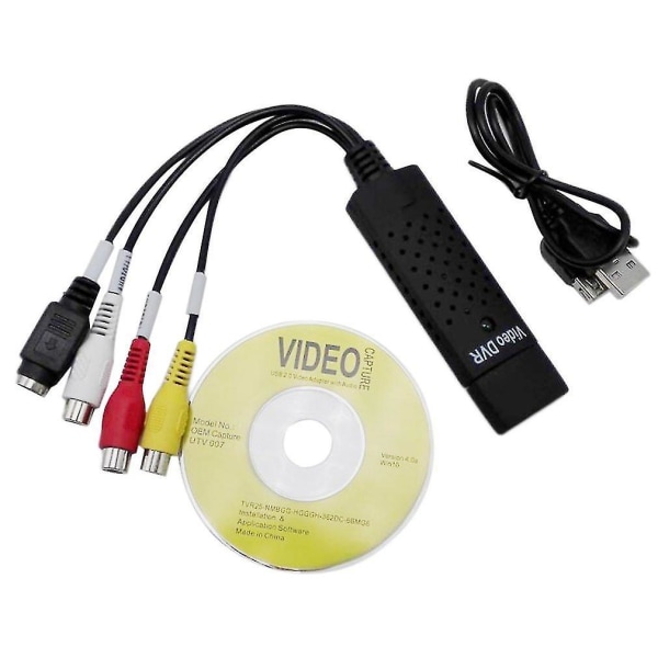 Svart USB 2.0 Video Capture Card Converter PC Adapter DVD VHS