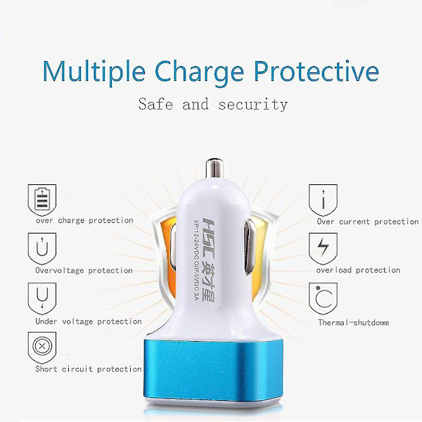 3.1A Dobbel USB Bil Lader Voltmeter Batterispenningsmonitor