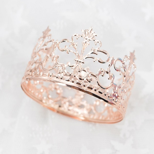 Cake Topper Realistisk udseende Rustfast Metal Crown Cake Topper Royal tema baby shower dekoration til hjemmet Rose Gold S