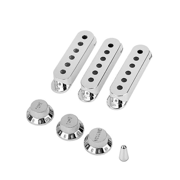 3 st Silver Single Coil Gitarr Pickup-skydd med Ton- och Volymknappar samt Switch-spets